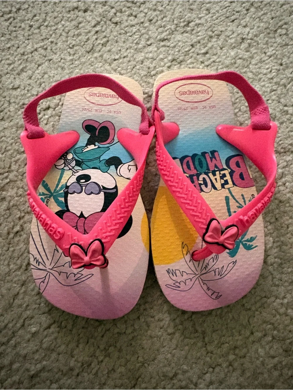 Havaianas Kids Minnie Mouse Pink Tropical 'Beach Mode' Sandals